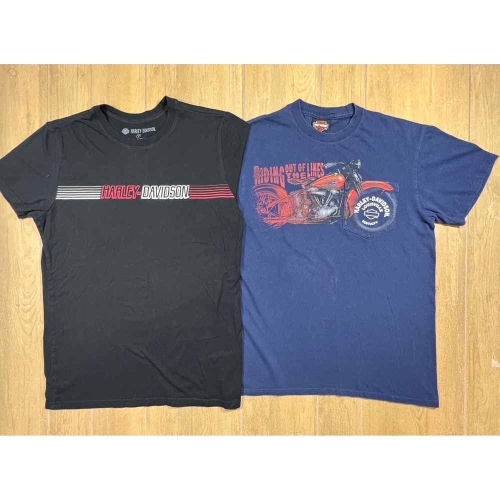 Harley-Davidson Mens Graphic T-Shirt Bundle Black Slim Navy Louisville Pocket M